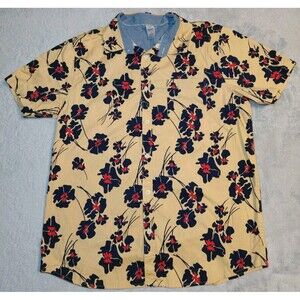 Hurley Men's Short Sleeve Woven Patio Shirt Maple Cream Size Large Beach